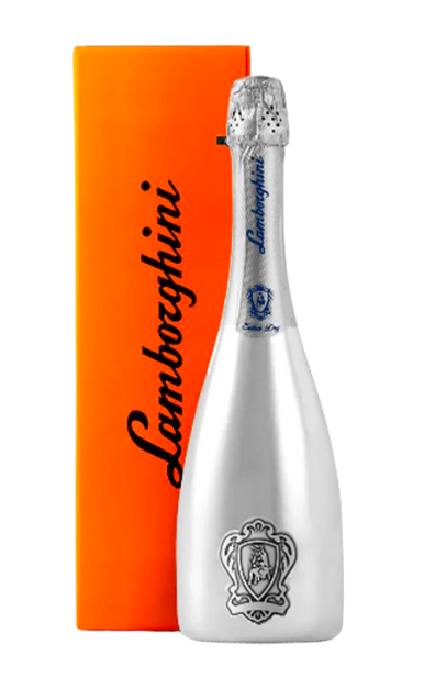 LAMBORGHINI SPARKLING WINE EXTRA DRY SILVER BOTTLE ITALY 750ML