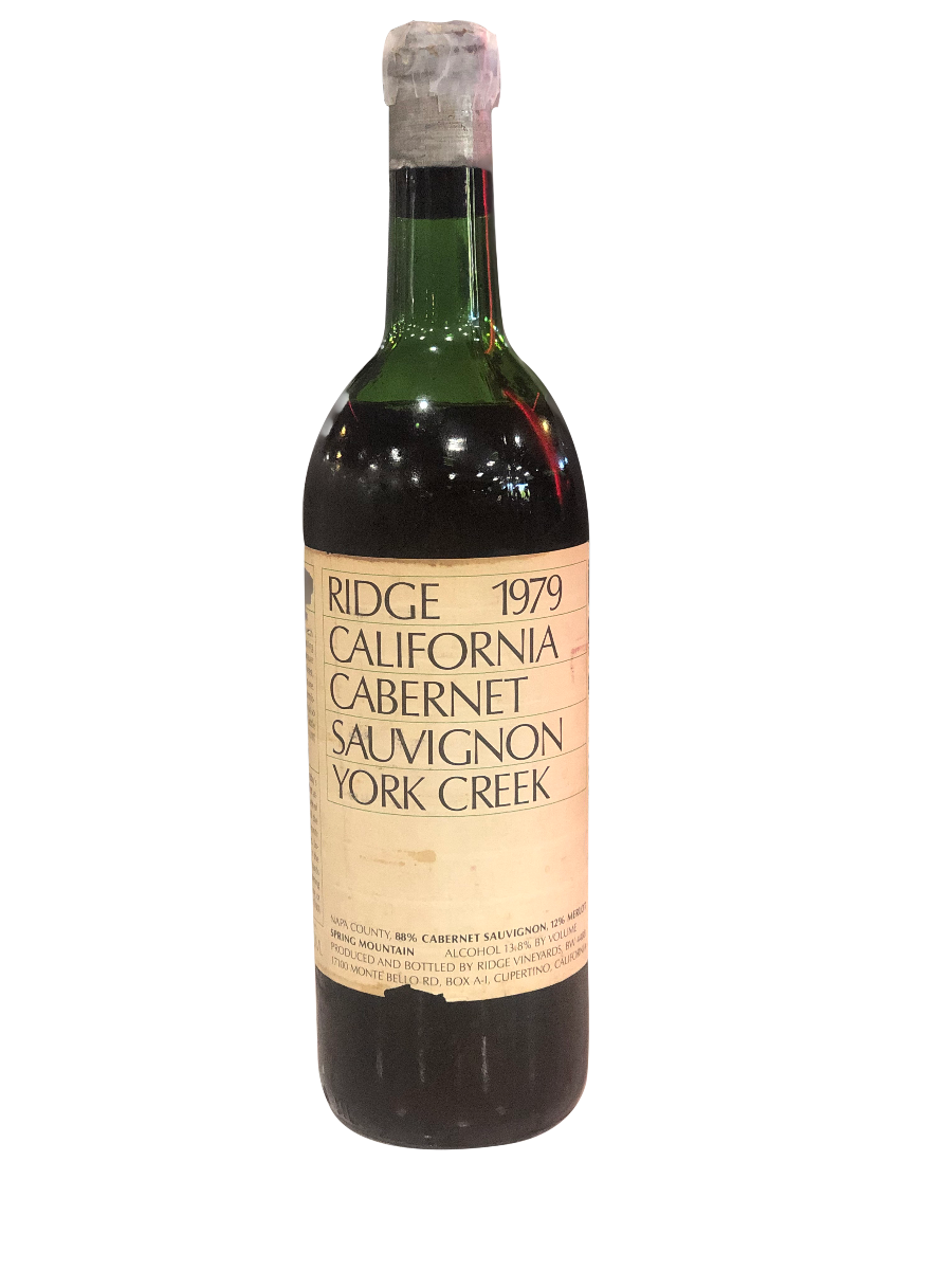 RIDGE VINEYARDS CALIFORNIA CABERNET SAUVIGNON YORK CREEK 1979 (SOLD AS IS )